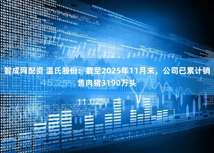 智成网配资 温氏股份：截至2025年11月末，公司已累计销售肉猪3190万头